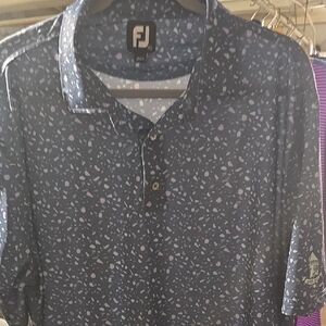 FootJoy Navy and White Patterned Polo Shirt